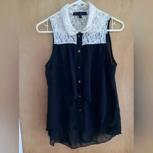 Sheer and lace tank top